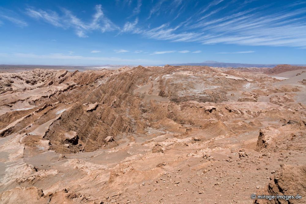 Mirador Cordillera de la Sal
San Pedro de Atacama
Schlüsselwörter: archaisch arid Arides Klima blau rot dürr Wüste rund Einsamkeit entlegen Erhabenheit Erosion Fantasie Felsen Geologie geschützt Himmel Höhe hyperarid karg Landschaft Leere Licht malerisch menschenleer Natur Naturschönheit ursprünglich Weite